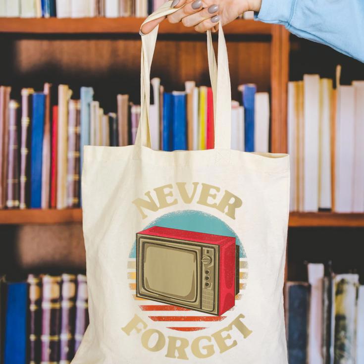Retro TV Never Forget Nostalgia Vintage Canvas Tote Bag