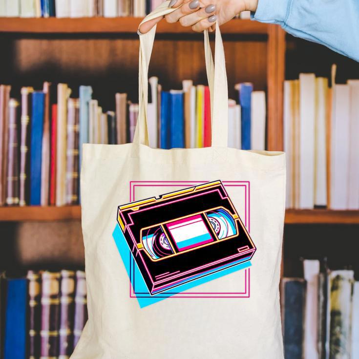 Retro VHS Vaporwave Video Cassette Nostalgia Geek Chic Premium Tri-Blend Canvas Tote Bag