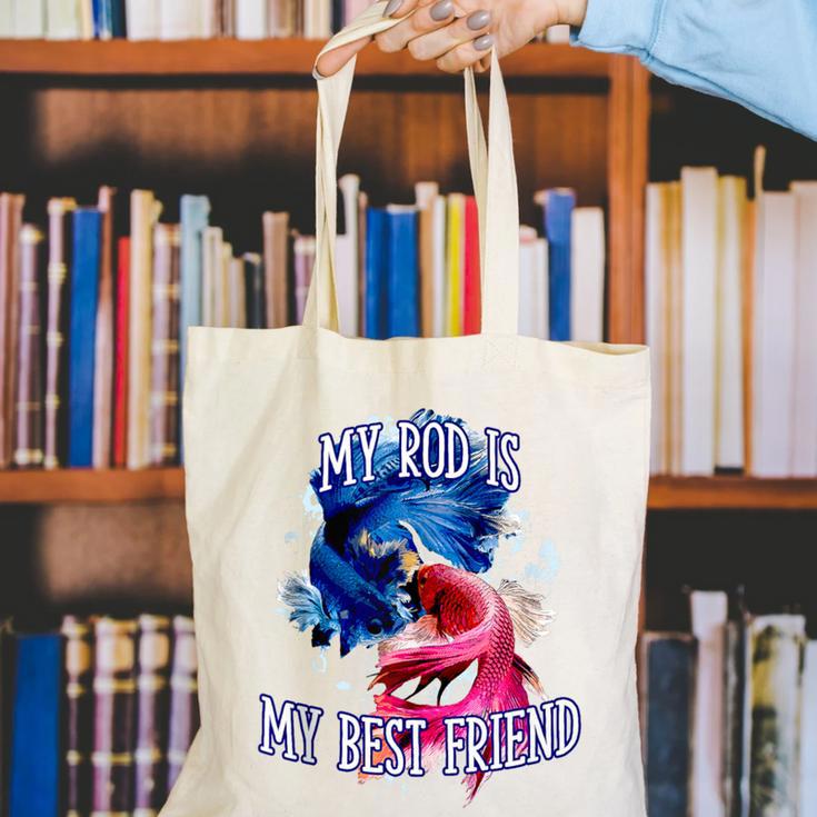 My Rod Is My Best Friend Introvert Fishing Antisocial Canvas Tote Bag My Rod Is My Best Friend Introvert Fishing Antisocial Canvas Tote Bag