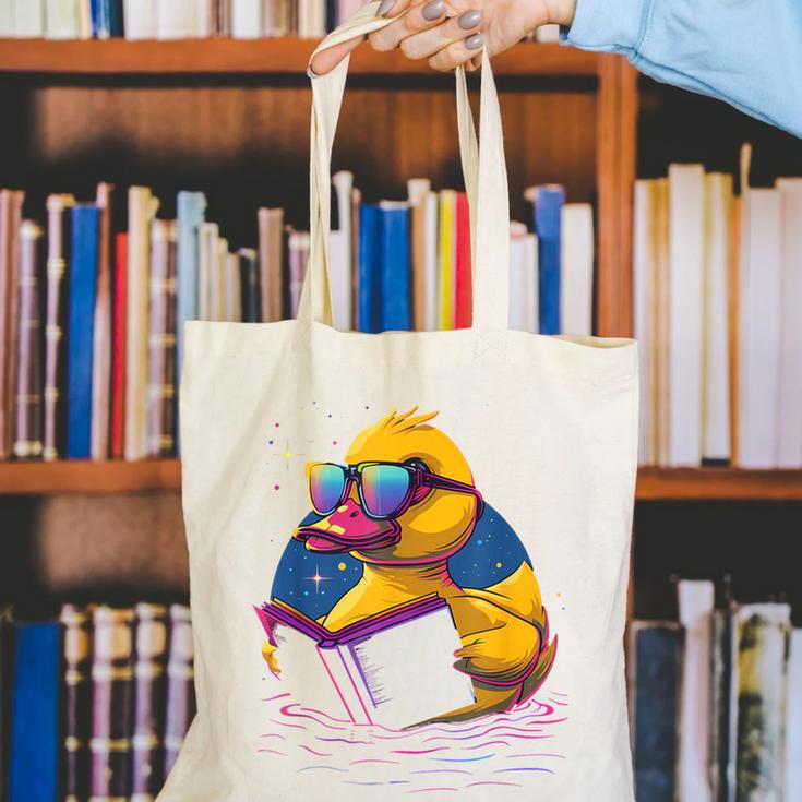 Rubber Duck Rubber Duckie Reading Book Rubber Duckling Canvas Tote Bag
