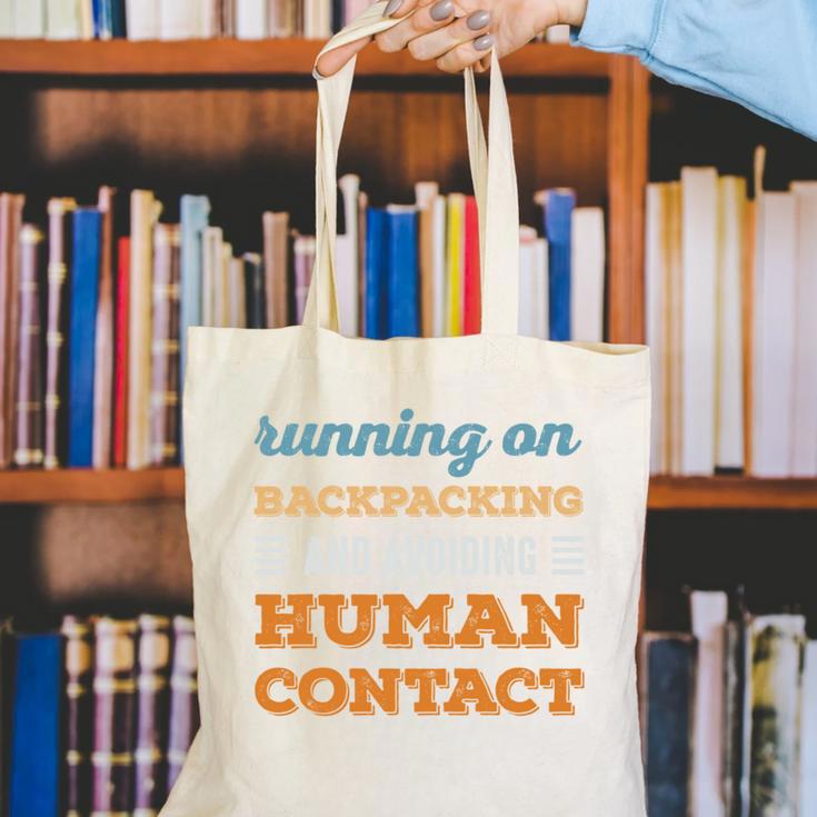 Running On Backpacking Social Introvert Humor Vintage Canvas Tote Bag