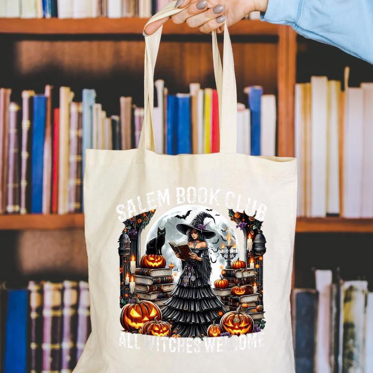 Salem Book Club Gothic Witch Vintage Halloween Art Canvas Tote Bag