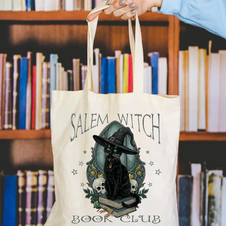 Salem Witch Book Club Cat Reading Witchy Halloween Men Canvas Tote Bag