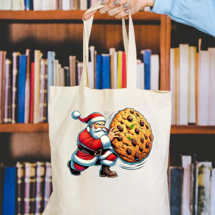 Santa Holding Cookie Xmas Baker Introvert Christmas Canvas Tote Bag
