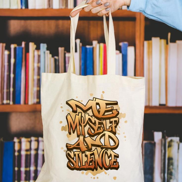 Self Care Introvert Relaxation Me Myself And Silence Retro Canvas Tote Bag Self Care Introvert Relaxation Me Myself And Silence Retro Canvas Tote Bag
