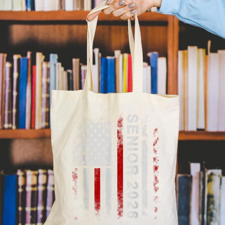 Senior 2026 American Flag Shirt USA Graduation Class Of 2026 Canvas Tote Bag