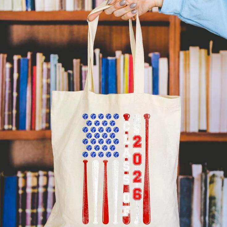 Senior 2026 Baseball American Flag Class Of 2026 Graduation Canvas Tote Bag