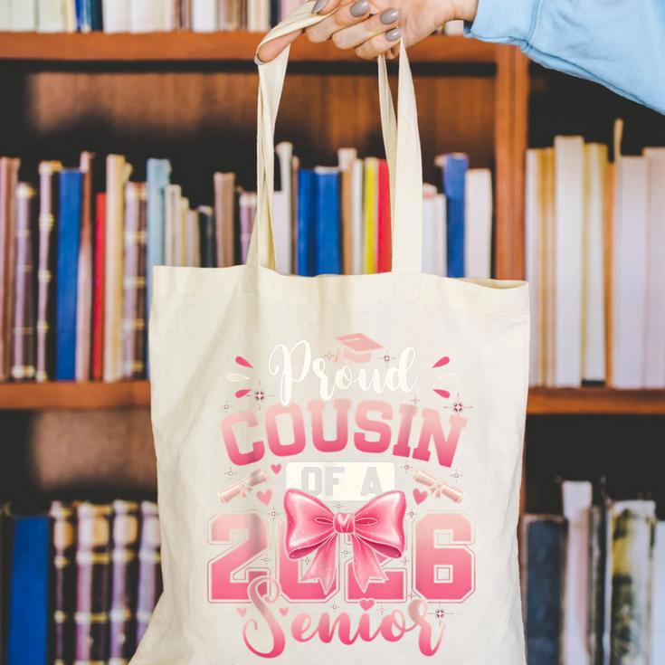 Senior 2026 Class Of 26 Coquette Pink Bow Graduation Cousin Canvas Tote Bag