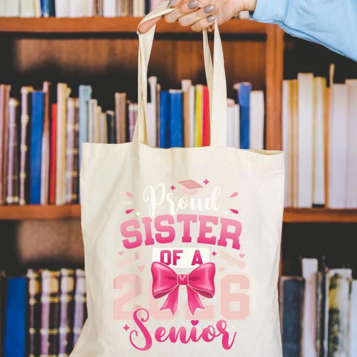 Senior 2026 Class Of 26 Coquette Pink Bow Graduation Sister Canvas Tote Bag