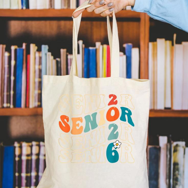 Senior 2026 Class Of 2026 Retro Groovy Graduation Grad Women Canvas Tote Bag