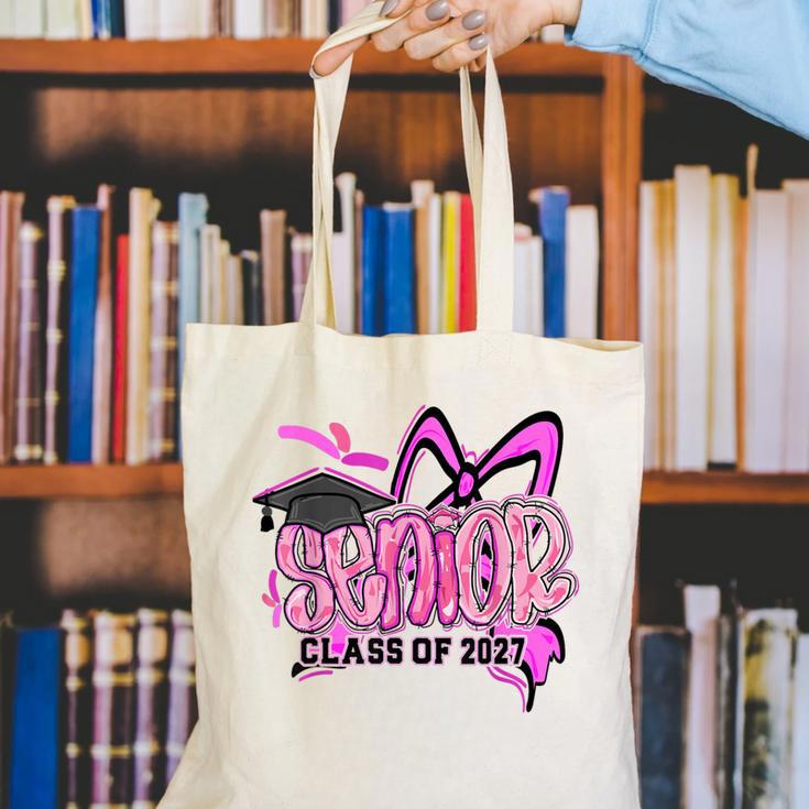 Senior 2027 Class Of 2027 Coquette Girl Pink Graduation 2027 Canvas Tote Bag