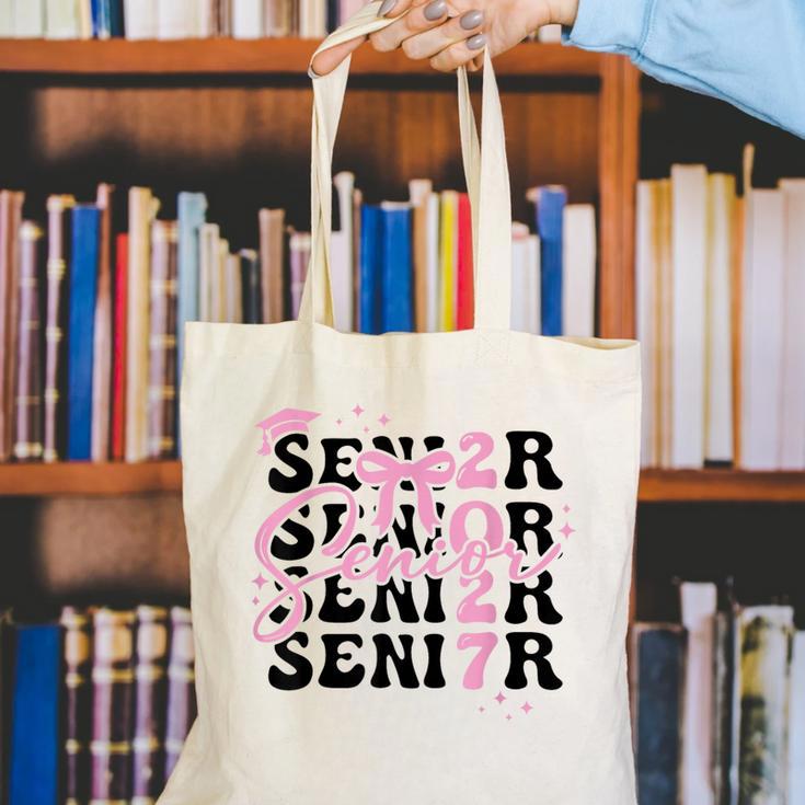 Senior 2027 Class Of 2027 Coquette Pink Bow Graduation 2027 Canvas Tote Bag