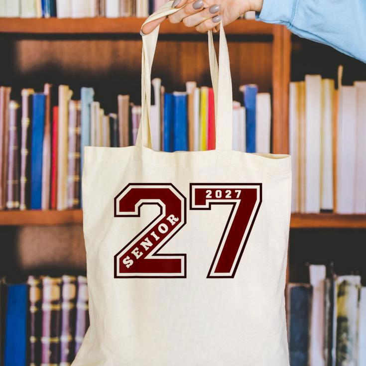 Senior 2027 Maroon Senior Class Of 27 Jersey Graduation Canvas Tote Bag