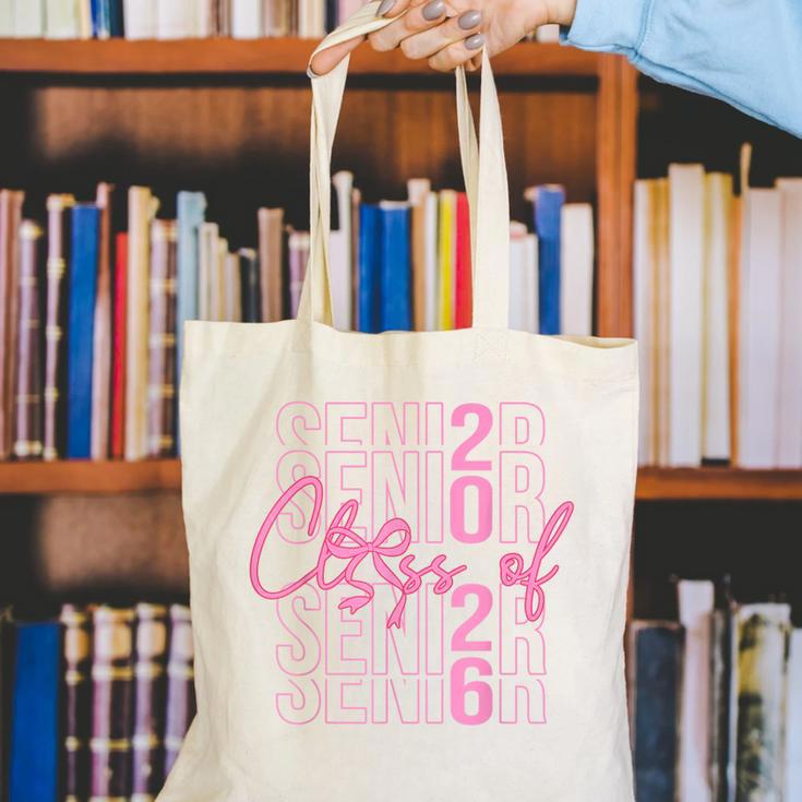 Senior Class Of 2026 Coquette Bow Graduation 2026 Girl Women Canvas Tote Bag