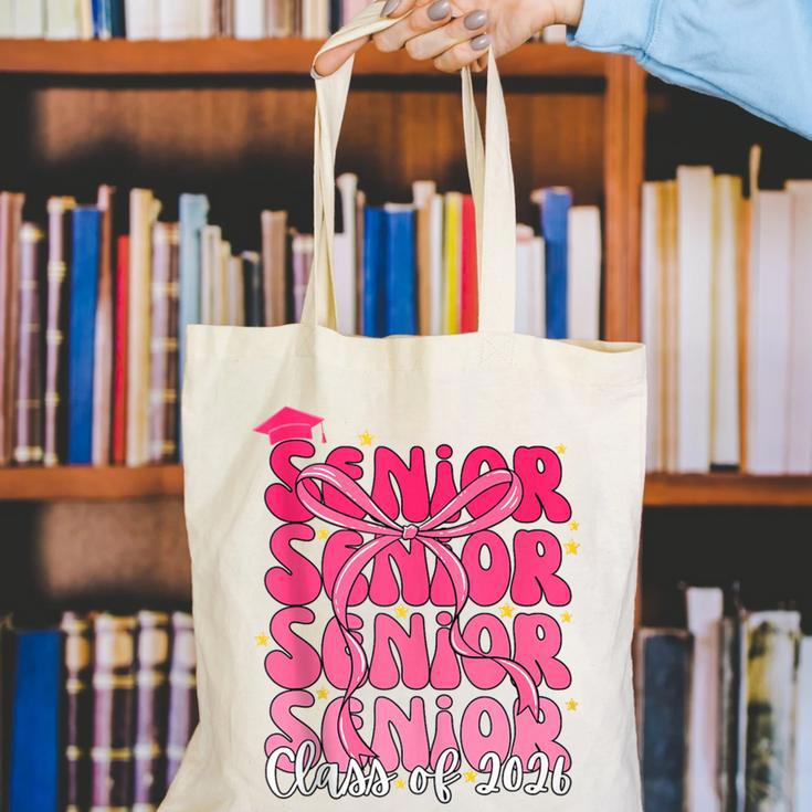Senior Class Of 2026 Pink Coquette Bow Graduation 2026 Canvas Tote Bag