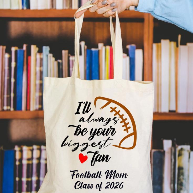 Senior Football Mom Class Of 2026 Graduation Graduate Canvas Tote Bag