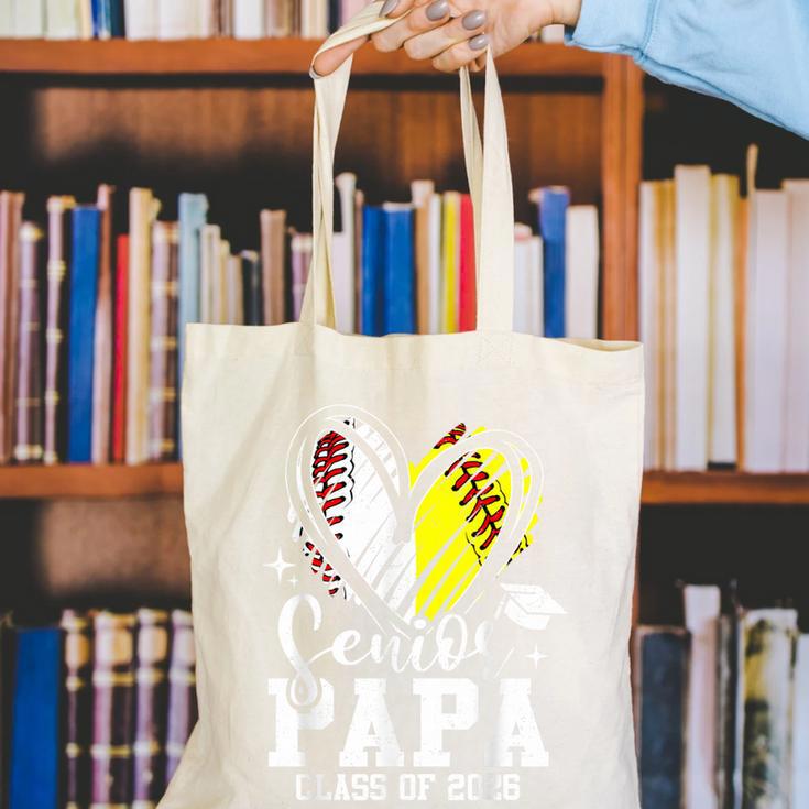 Senior Papa Class Of 2026 Baseball Softball Graduation Heart Canvas Tote Bag