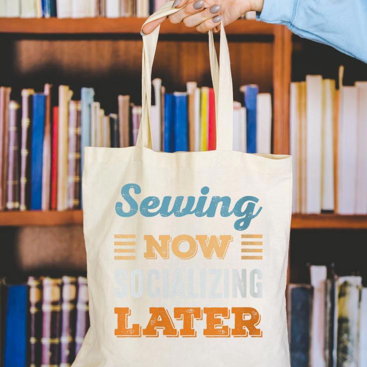 Sewing Now Minimal Socializing Introvert Vintage Canvas Tote Bag Sewing Now Minimal Socializing Introvert Vintage Canvas Tote Bag