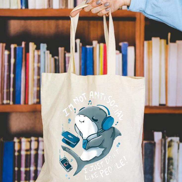 Shark Don’t Like People Antisocial Introvert Canvas Tote Bag