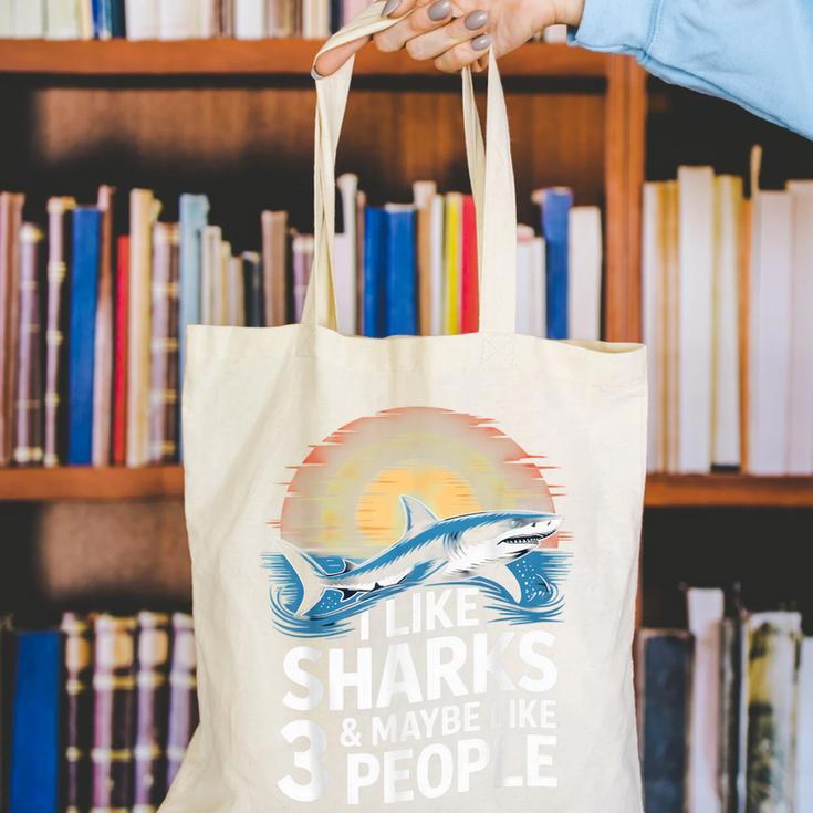 I Like Sharks & Maybe Like 3 People Humor Introverts Summer Canvas Tote Bag