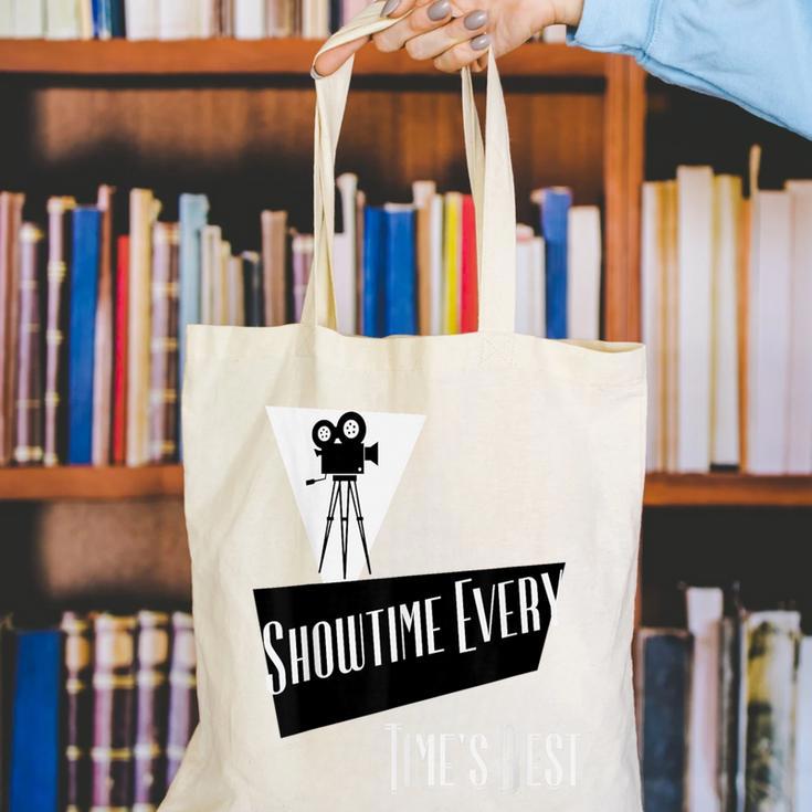 Showtime Every Moment Cinema Nostalgia Film Buff Humor Canvas Tote Bag