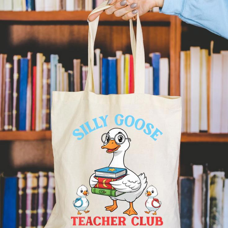 Silly Goose With Books Teacher Club School Educator Canvas Tote Bag