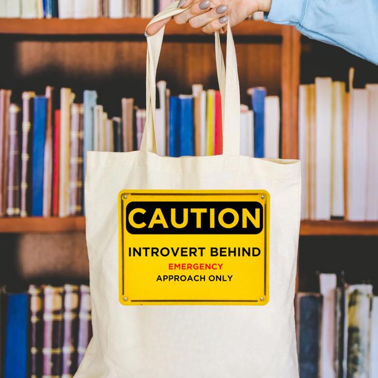 A Simple Yellow Warning Sign For Introvert Canvas Tote Bag A Simple Yellow Warning Sign For Introvert Canvas Tote Bag