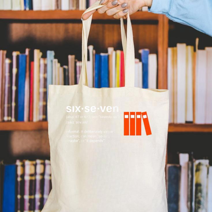 Six Seven Meme Reading Book Lover 6-7 67 Definition Canvas Tote Bag