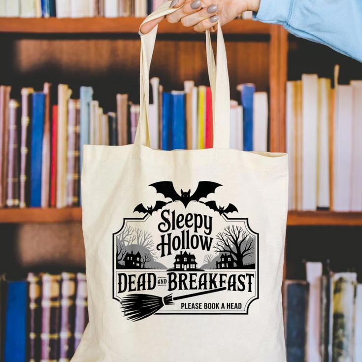 Sleepy Hollow Dead And Breakfast Please Book A Head Canvas Tote Bag