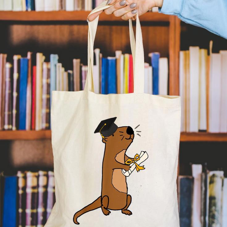 SmileteesGrad Cute Sea Otter Graduation T-Shirt Canvas Tote Bag