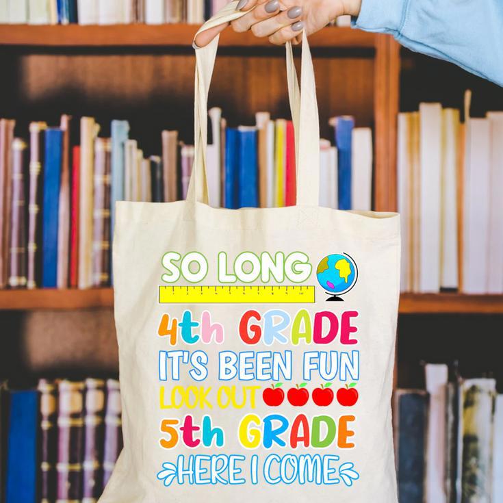 So Long 4th Grade Here I Come Graduation 5th Grade Kids Tee Premium Canvas Tote Bag