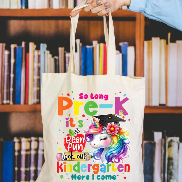 So Long Prek Pre-K Graduation Graduate Unicorn Kids Girls Canvas Tote Bag