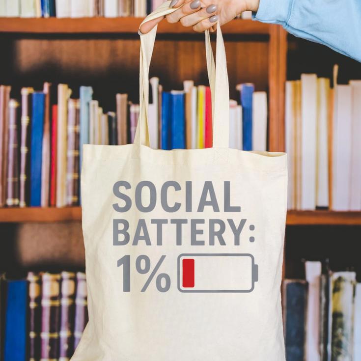 Social Battery 1 Percent Introvert Mood Minimalist Canvas Tote Bag Social Battery 1 Percent Introvert Mood Minimalist Canvas Tote Bag