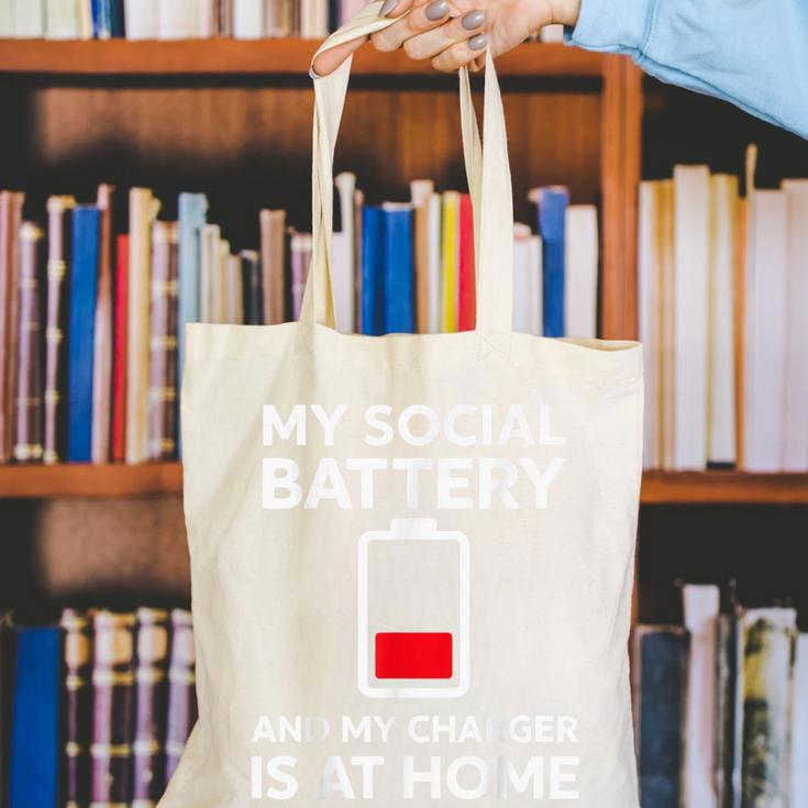 Social Battery Low Charger At Home Antisocial Introvert Canvas Tote Bag