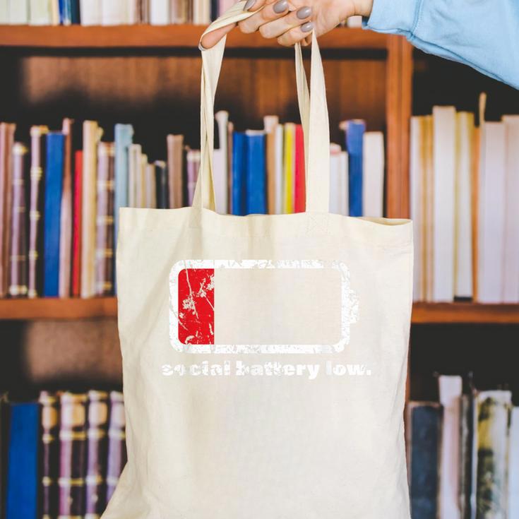 Social Battery Low Introvert Canvas Tote Bag Social Battery Low Introvert Canvas Tote Bag