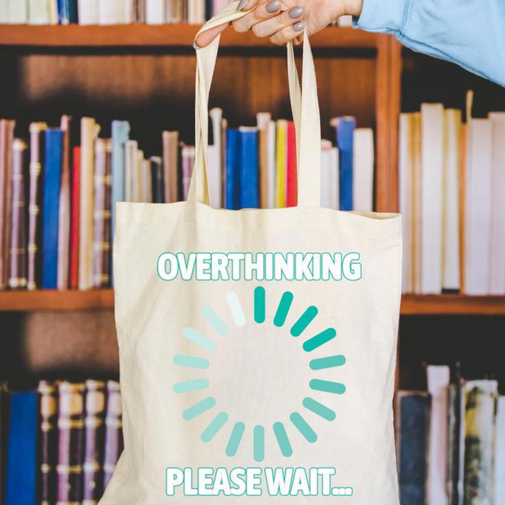 Social Introvert's Overthinking Please Wait Awkward Humor Canvas Tote Bag Social Introvert's Overthinking Please Wait Awkward Humor Canvas Tote Bag