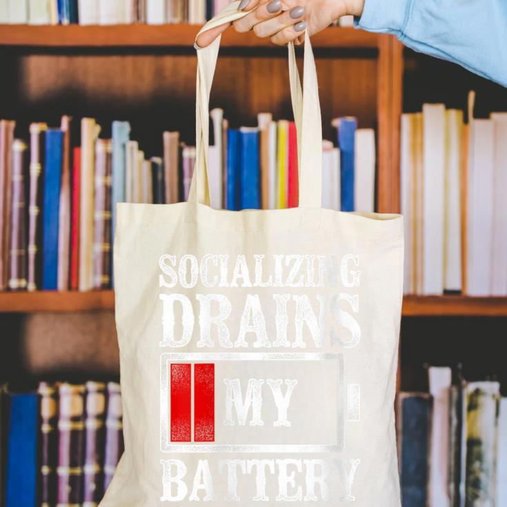 Socializing Drains My Battery Introvert Canvas Tote Bag Socializing Drains My Battery Introvert Canvas Tote Bag