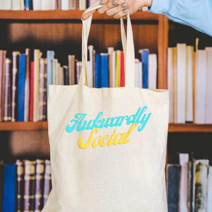 Socially Awkward Introvert Retro Anxious Awkwardly Social Canvas Tote Bag Socially Awkward Introvert Retro Anxious Awkwardly Social Canvas Tote Bag