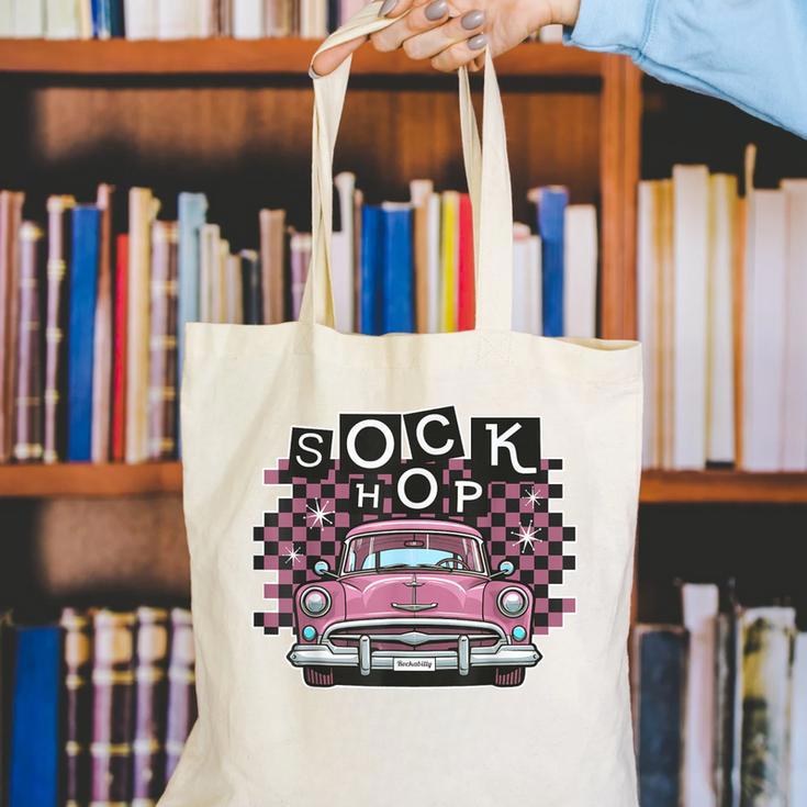 Sock Hop 50s Classic Car Nostalgia 1950s Greaser Canvas Tote Bag Sock Hop 50s Classic Car Nostalgia 1950s Greaser Canvas Tote Bag