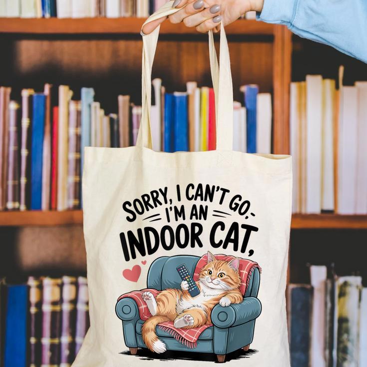 Sorry I Can’t Go I’m An Indoor Cat Couch Introvert Cat Canvas Tote Bag