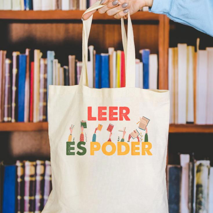 Spanish Reading Book Lover Teacher Maestra Leer Es Poder For Men Women Canvas Tote Bag
