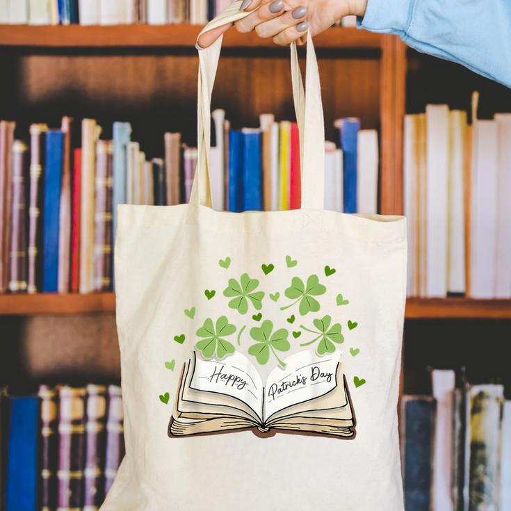 St Patricks Day Book Lover Librarian Reading Saint Pattys Canvas Tote Bag