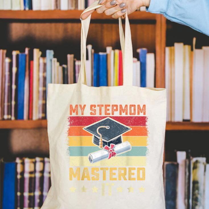My Stepmom Mastered It Master's Degree Graduation Vintage Canvas Tote Bag