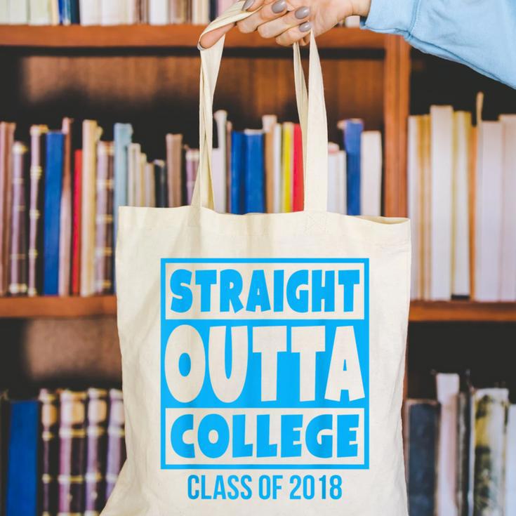 Straight Outta College Class Of 2018 Graduation Shirt Canvas Tote Bag