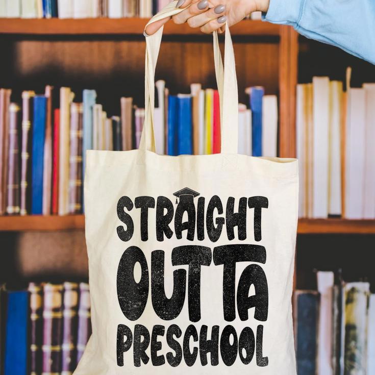 Straight Outta Preschool Graduation Cap Gown 2022 Cute Canvas Tote Bag