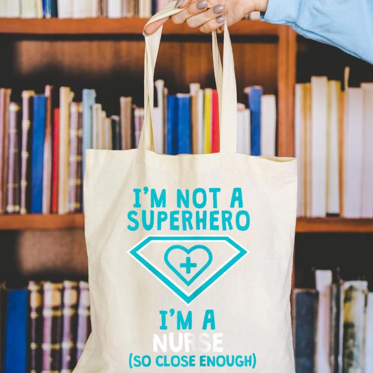 Superhero RN Nurse Shirt Graduation Canvas Tote Bag