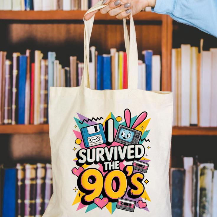 I Survived The 90s – Cute Retro Cartoon Nostalgia Canvas Tote Bag I Survived The 90s – Cute Retro Cartoon Nostalgia Canvas Tote Bag