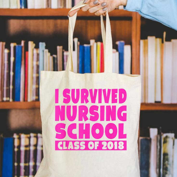 I Survived Nursing School Class Of 2018 Graduation Shirt Canvas Tote Bag