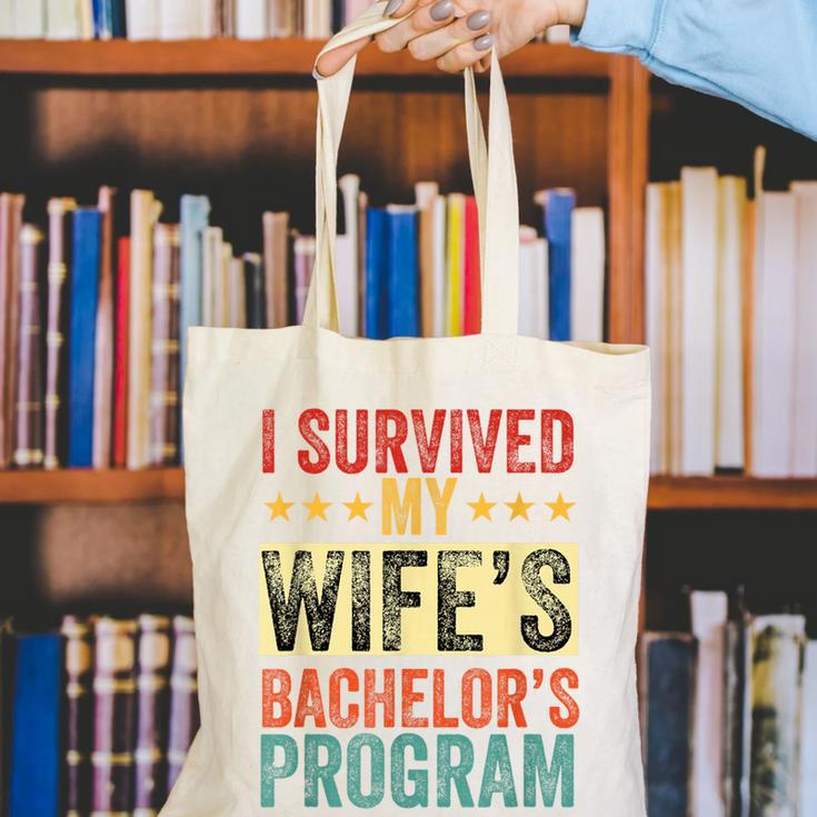 i Survived My Wife Bachelor's Degree Wife Graduation Canvas Tote Bag