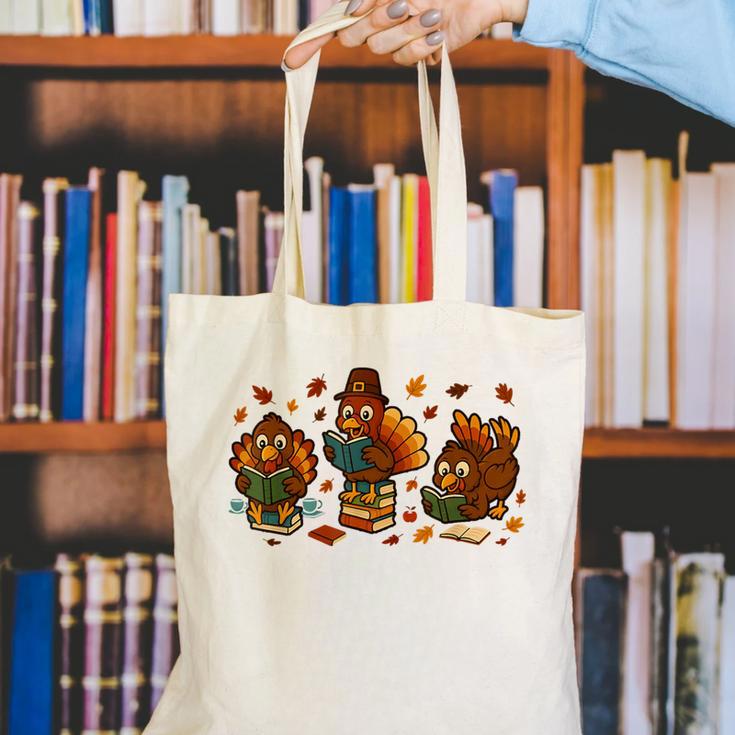 Teacher Fall Thanksgiving Turkey Reading Books Lovers Canvas Tote Bag Teacher Fall Thanksgiving Turkey Reading Books Lovers Canvas Tote Bag